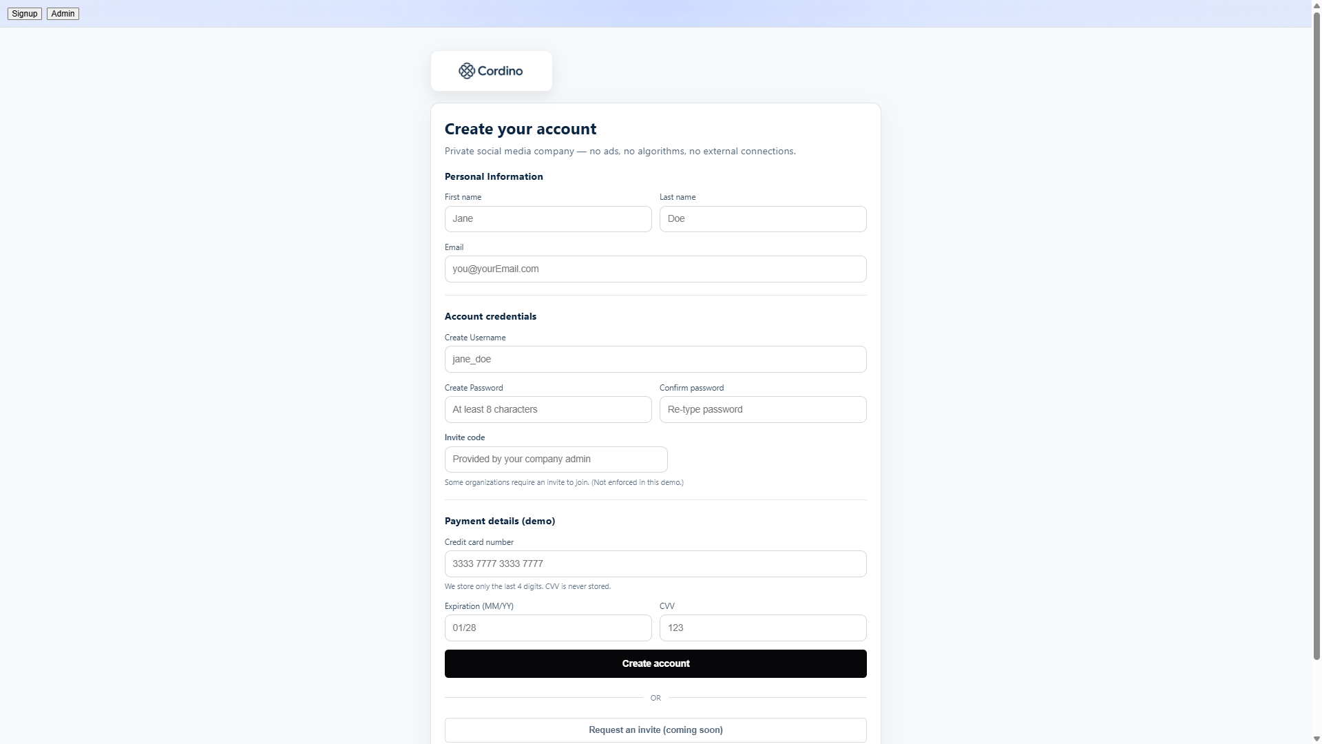 User Registration System screenshot
